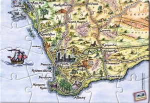 SW Western Australia Puzzle Postcard Map